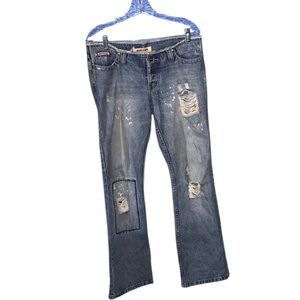 Hydraulic Distressed Jeans Button Fly Size 7/8